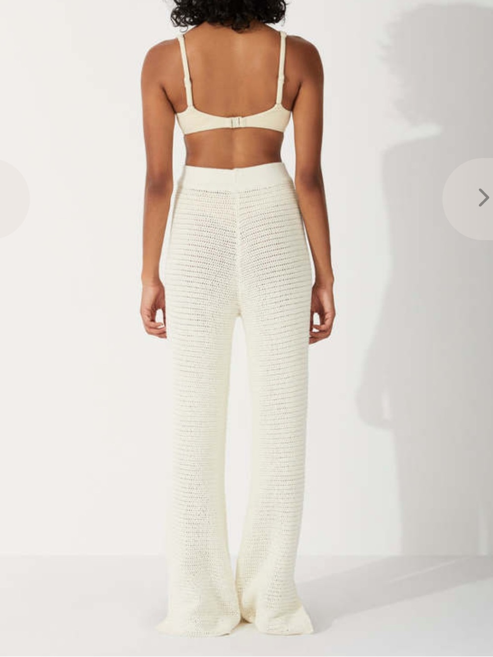 Zulu & Zephyr Milk Cotton Crochet Knit Knit Wide-Leg Pants, 4 - Picture 3 of 8